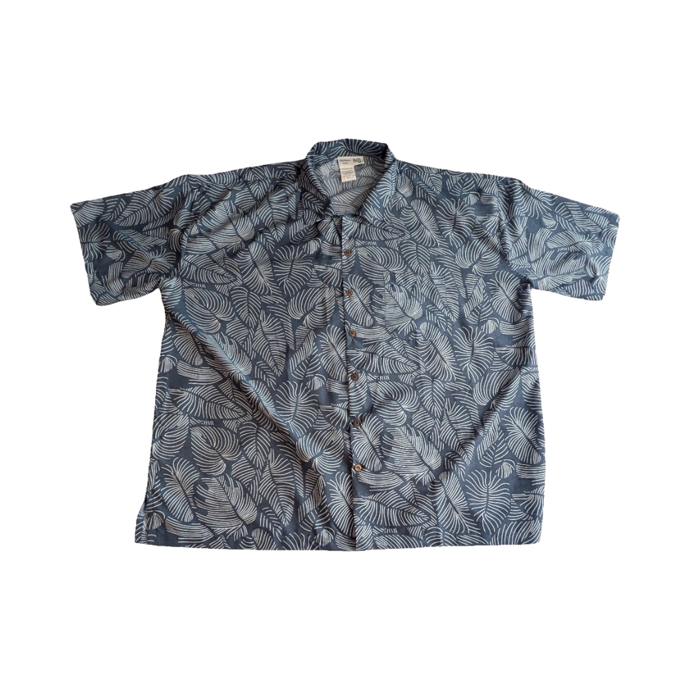 Hawaiian Leaf Print Men's Casual Shirt